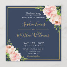 Chic Blush Pink Blumengrün Hochzeit der Marine