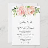 Chic Blush Pink Blumengrün Hochzeit Einladung (Vorderseite)