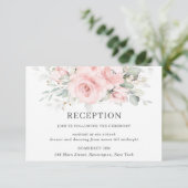 Chic Blush Pink Blumengrün Hochzeitsempfehlung Begleitkarte (Stehend Vorderseite)