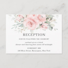 Chic Blush Pink Blumengrün Hochzeitsempfehlung Begleitkarte