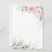 Chic Blush Pink Blumengrün Wreath Wedding Einladung (Rückseite)