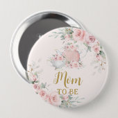 Chic Blush Pink Blütenflora Party Mama zu sein Button (Vorne & Hinten)