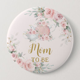 Chic Blush Pink Blütenflora Party Mama zu sein Button