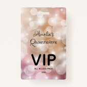 Chic Blush Pink Bokeh Quinceañera Invite VIP Pass Ausweis (Vorderseite)