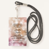 Chic Blush Pink Bokeh Quinceañera Invite VIP Pass Ausweis (Rückseite mit Schlüsselband)