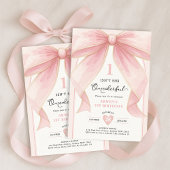 Chic Blush Pink Bow ONEderful Girl 1. Geburtstag Einladung