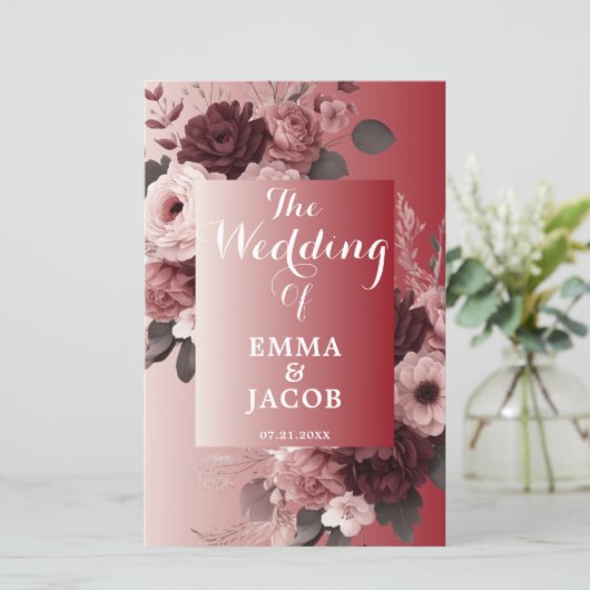 Chic Blush Pink Burgund Blumenzwiebelprogramm (Stehend Vorderseite)