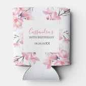 Chic Blush Pink Cherry Blossom Botanischer Geburts Dosenkühler (Rückseite)