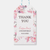 Chic Blush Pink Cherry Blossom Botanischer Geburts Geschenkanhänger (Vorderseite)