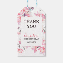 Chic Blush Pink Cherry Blossom Botanischer Geburts Geschenkanhänger