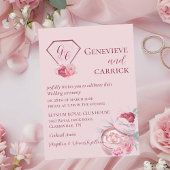 Chic Blush Pink & Crimson Red Wedding Einladung