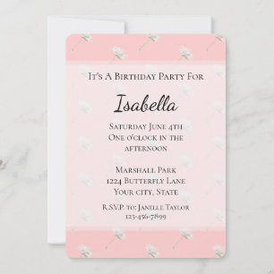 Chic Blush Pink Dandelion Blume Geburtstag Einladung