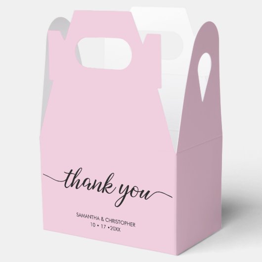 Chic.Blush Pink Danke, Script Wedding Geschenkschachtel (Geöffnet)
