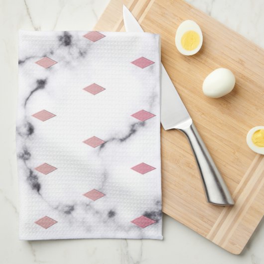 Chic Blush Pink Diamond Marmormuster Geschirrtuch (Viertel Falte)