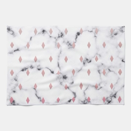 Chic Blush Pink Diamond Marmormuster Geschirrtuch (Horizontal)