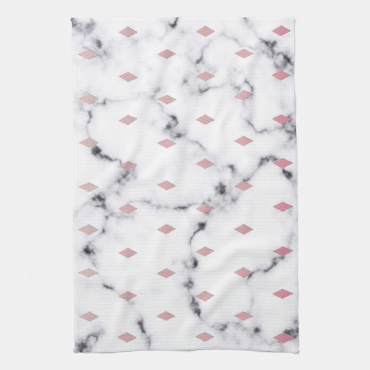 Chic Blush Pink Diamond Marmormuster Geschirrtuch (Vertikal)