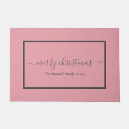 Chic Blush Pink Drehbuch Familienname Weihnachten Fußmatte