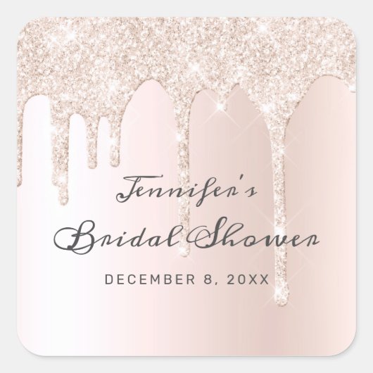 Chic Blush Pink Driving Glitzer Brautparty Quadratischer Aufkleber (Vorderseite)