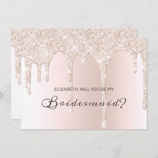 Chic Blush Pink Driving Glitzer Bridesmaid Einladung (Vorne/Hinten)