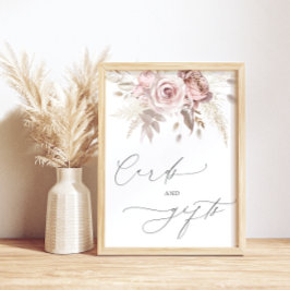 Chic Blush Pink Dusty Rose Blumenkarten und Gesche Poster