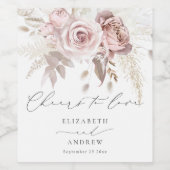 Chic Blush Pink Dusty Rose jubelt Liebe Hochzeit Weinetikett (Einzelnes Label)