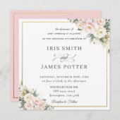 Chic Blush Pink Elfenbeinflora Gold Hochzeitsplatz Einladung (Vorne/Hinten)