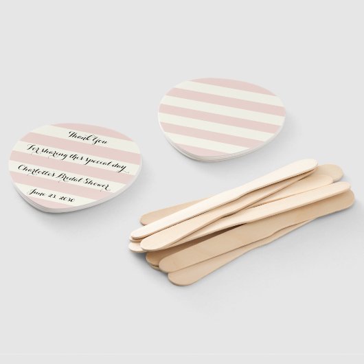 Chic blush pink Elfenbeinstreifen Skript-Brautpart Fächer (Non-assembled)