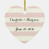Chic blush pink Elfenbeinstripes Skriptnamen Keramik Ornament (Vorne)