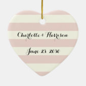 Chic blush pink Elfenbeinstripes Skriptnamen Keramik Ornament (Hinten)