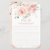 Chic Blush Pink Floral Baby ABC Fun Showspiel (Vorne/Hinten)