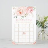 Chic Blush Pink Floral Brautparty Bingo Spiel (Stehend Vorderseite)