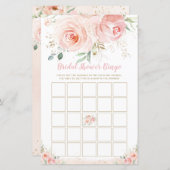 Chic Blush Pink Floral Brautparty Bingo Spiel (Vorne/Hinten)