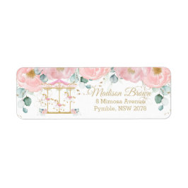 chic Blush Pink Floral Carousel Return Address
