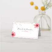 Chic Blush Pink Floral Confetti Rahmen Hochzeit Platzkarte (Rückseite)