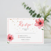 Chic Blush Pink Floral Confetti Rahmen Hochzeit RSVP Karte (Stehend Vorderseite)