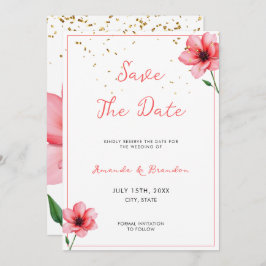 Chic Blush Pink Floral Confetti Rahmen Hochzeit Save The Date