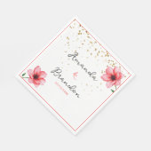 Chic Blush Pink Floral Confetti Rahmen Hochzeit Serviette (Ecke)