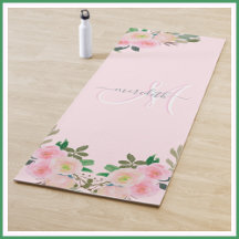 Chic Blush Pink Floral Custom Monogram Name