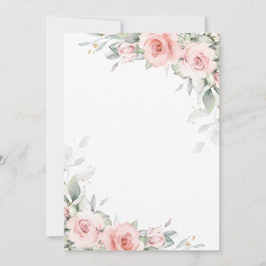 Chic Blush Pink Floral Foto Save the Date Karte (Rückseite)