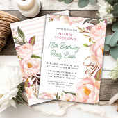Chic Blush Pink Floral Geburtstag Bash Einladung