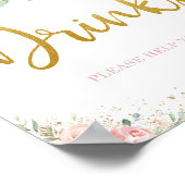 Chic Blush Pink Floral Gold Foliage Drinks Zeichen Poster (Ecke)