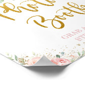 Chic Blush Pink Floral Gold Foliage Foto Stand Poster (Ecke)