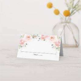 Chic Blush Pink Floral Gold Gastname Platzkarte