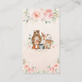 Chic Blush Pink Floral Woodland Baby Bringen Sie e Begleitkarte (Rückseite)