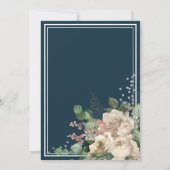 Chic Blush Pink Florals & Navy Brautparty Einladung (Rückseite)