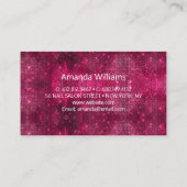 Chic blush pink fuchsia Glitzer Blätter monogramm Visitenkarte (Rückseite)