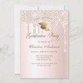 Chic Blush Pink Glitzer Foto Graduation Party Einladung (Rückseite)