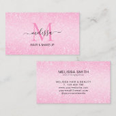 Chic Blush Pink Glitzer Monogram Visitenkarte (Vorne/Hinten)
