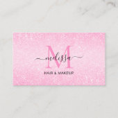 Chic Blush Pink Glitzer Monogram Visitenkarte (Vorderseite)