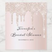 Chic Blush Pink Glitzer Tropfen Script Brautparty Weinetikett (Einzelnes Label)
